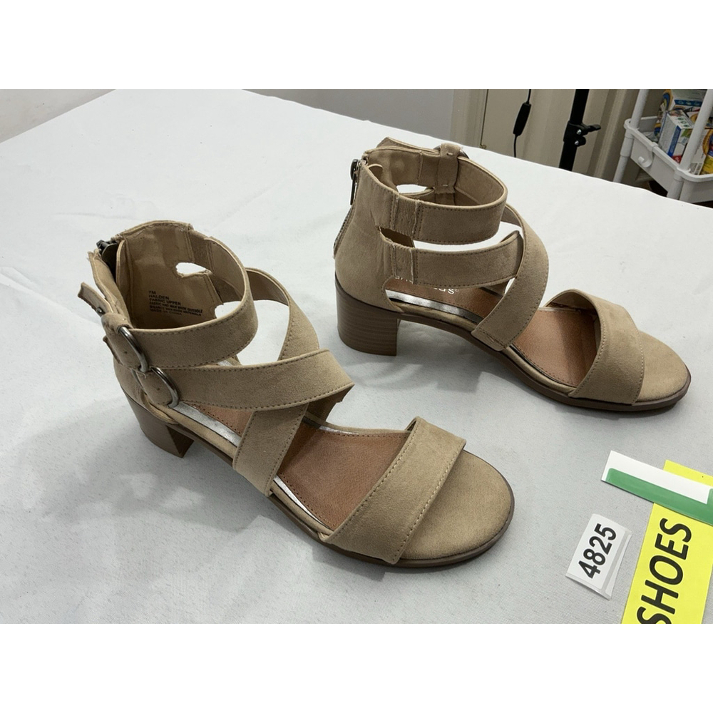 Womans Francescaf Halden Sandals 7 M Tan Back Zip Strappy Open Toe Heel